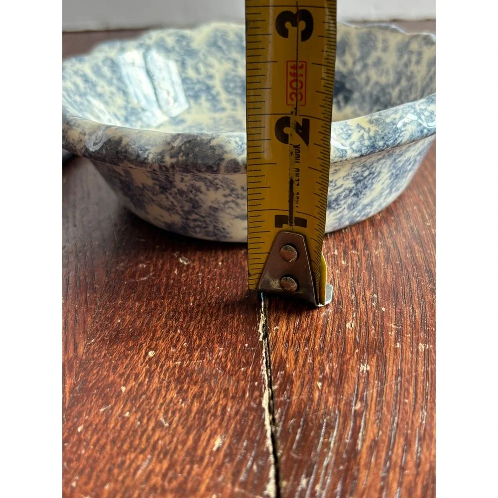 Ceramic Crab Chilled Dip Bowl Set Blue‎ Spongeware 2 Piece Iced Server Coastal
